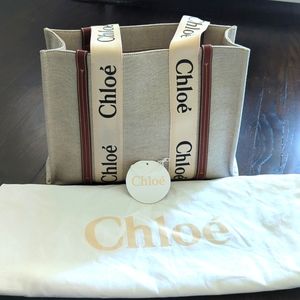 Chloe medium woody tote bag white and brown